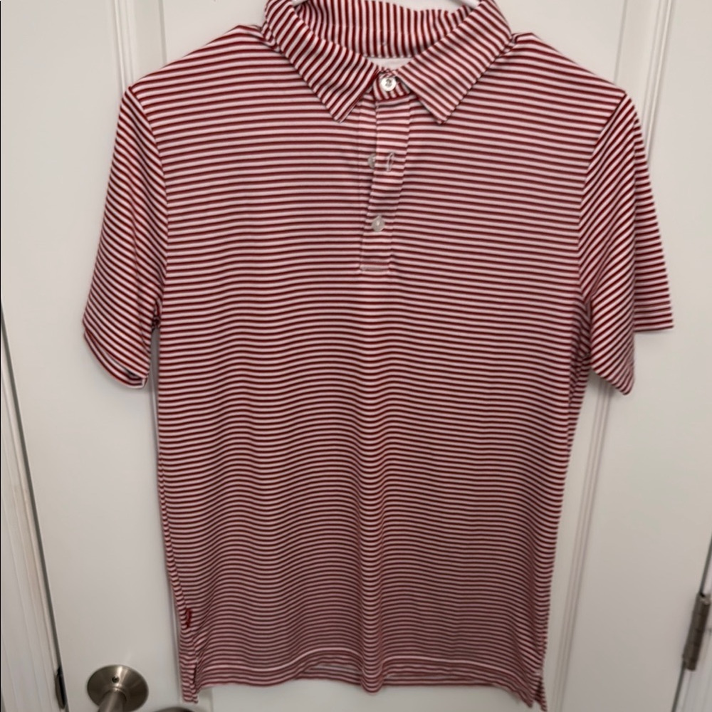 Classic Red and White Striped Polo Shirt dri fit
